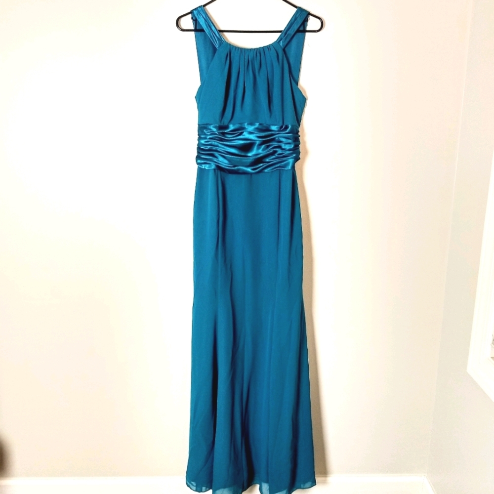 David's Bridal Teal Blue Formal Bridesmaid Dress